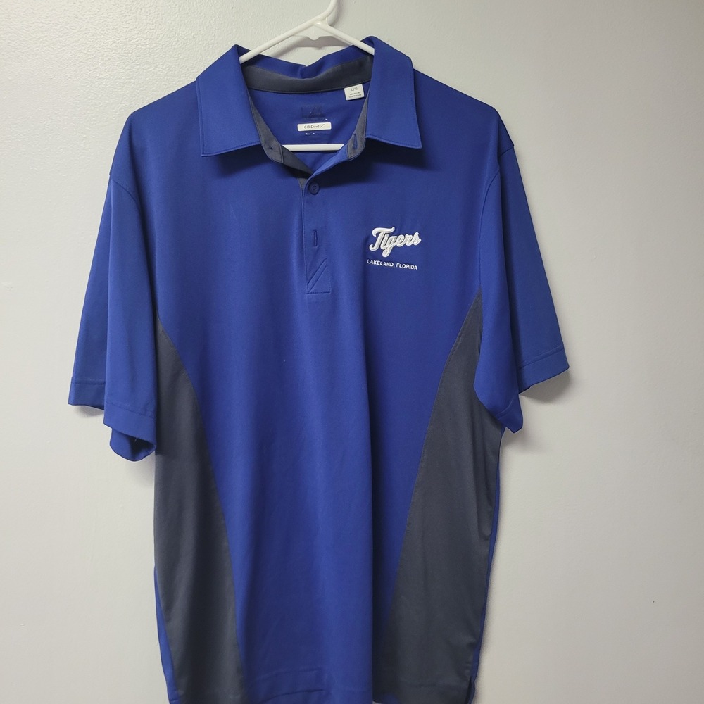 Cutter & Buck Tigers Lakeland Florida Golf‎ Polo Shirt Mens Large Blue DryTec